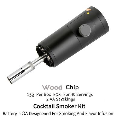 Capacità trucioli di legno 15g per scatola per 40 porzioni Kit affumicatore per cocktail a batteria 2 batterie AA Progettato per affumicatura e infusione di aromi